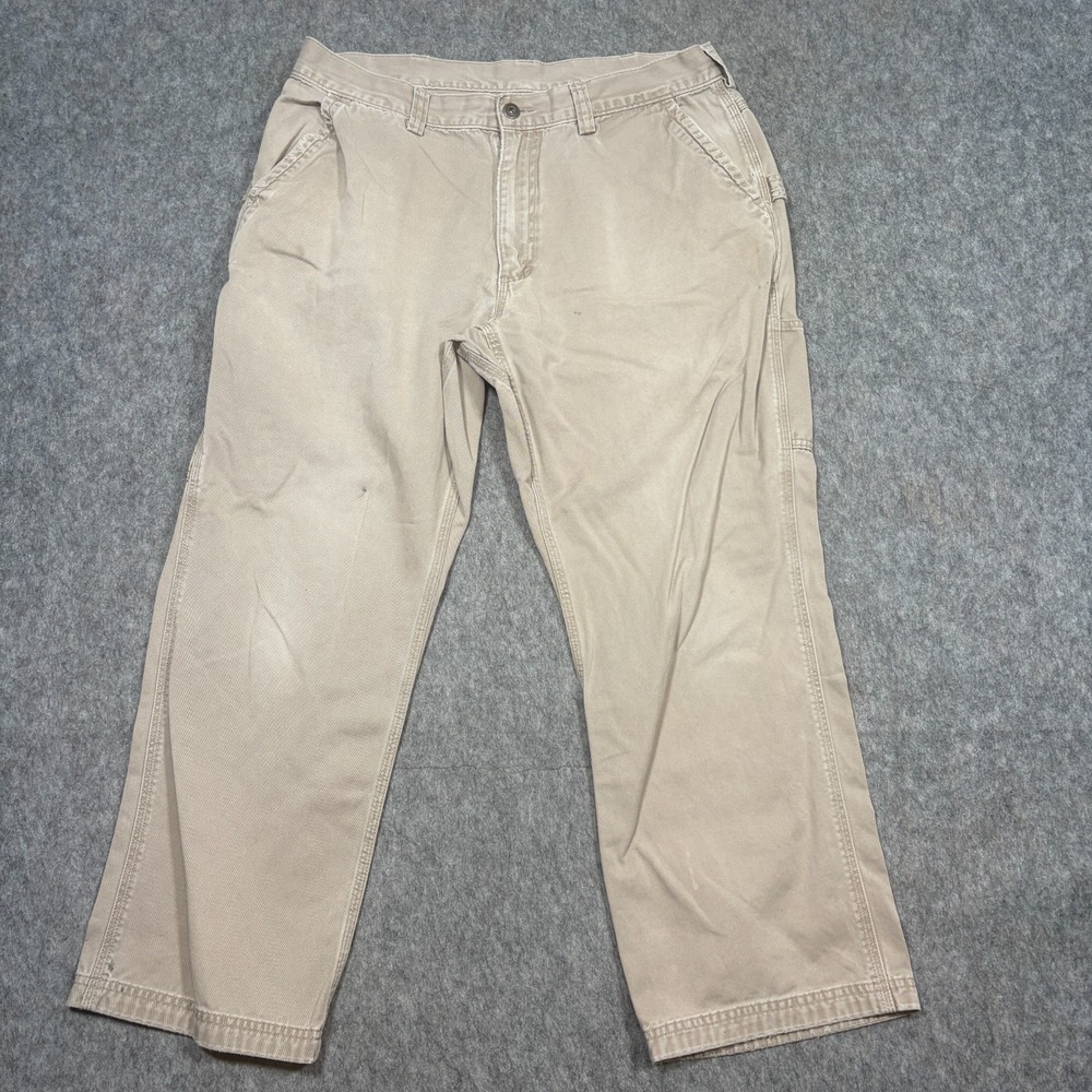 Duluth Trading Co Pants Men's Size 36x28 Beige Relaxed Fit Workwear Carpenter
